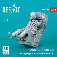   ResKit Models Rafale (C, M) male pilot sitting in ejection seat for HobbyBoss kit (1 pcs) (3D Printed) 1:48 (RSF48-0088)