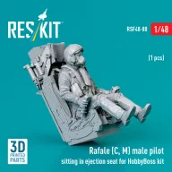   ResKit Models Rafale (C, M) male pilot sitting in ejection seat for HobbyBoss kit (1 pcs) (3D Printed) 1:48 (RSF48-0088)