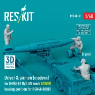   ResKit Models Driver & airmen (modern) (3 pcs) (MHU-83 D/E lift truck LOWER loading position for RSK48-0008) (3D Printed) 1:48 (RSF48-0091)