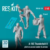   ResKit Models A-10C Thunderbolt II pilot on access ladder & airmen (3 pcs) (3D Printed) 1:48 (RSF48-0120)