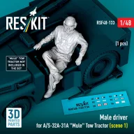   ResKit Models Male driver for A/S-32A-31A Mule Tow Tractor (scene 1) (1 pcs) (3D Printed) 1:48 (RSF48-0133)