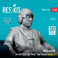   ResKit Models Male driver for A/S-32A-31A Mule Tow Tractor (scene 1) (1 pcs) (3D Printed) 1:48 (RSF48-0133)