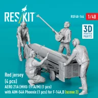   ResKit Models Red jersey (4 pcs) AERO 21A (MHU-191A/M) (1 pcs) with AIM-54A Phoenix (1 pcs) for F-14A,B (scene 2) (3D Printed) 1:48 (RSF48-0144)