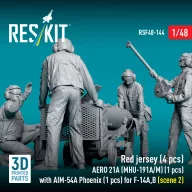   ResKit Models Red jersey (4 pcs) AERO 21A (MHU-191A/M) (1 pcs) with AIM-54A Phoenix (1 pcs) for F-14A,B (scene 2) (3D Printed) 1:48 (RSF48-0144)