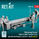 ResKit Models Red jersey (4 pcs) AERO 21A (MHU-191A/M) (1 pcs) with AIM-54A Phoenix (1 pcs) for F-14A,B (scene 2) (3D Printed) 1:48 (RSF48-0144)