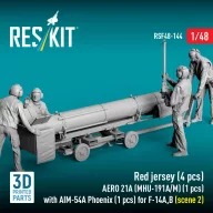   ResKit Models Red jersey (4 pcs) AERO 21A (MHU-191A/M) (1 pcs) with AIM-54A Phoenix (1 pcs) for F-14A,B (scene 2) (3D Printed) 1:48 (RSF48-0144)