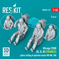   ResKit Models Mirage 2000 (B, D, N) (FRANCE) pilots sitting in ejection seats MB Mk.10Q (2 pcs) (3D Printed) 1:48 (RSF48-0147)