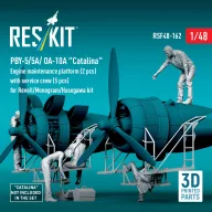   ResKit Models PBY-5/5A/ OA-10A Catalina Engine maintenance platform (2 pcs) with service crew (5 pcs) for Revell/Monogram/Hasegawa kit (3D Printed) 1:48 (RSF48-0162)