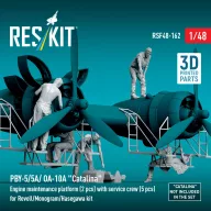   ResKit Models PBY-5/5A/ OA-10A Catalina Engine maintenance platform (2 pcs) with service crew (5 pcs) for Revell/Monogram/Hasegawa kit (3D Printed) 1:48 (RSF48-0162)