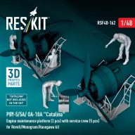   ResKit Models PBY-5/5A/ OA-10A Catalina Engine maintenance platform (2 pcs) with service crew (5 pcs) for Revell/Monogram/Hasegawa kit (3D Printed) 1:48 (RSF48-0162)
