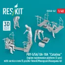 ResKit Models PBY-5/5A/ OA-10A Catalina Engine maintenance platform (2 pcs) with service crew (5 pcs) for Revell/Monogram/Hasegawa kit (3D Printed) 1:48 (RSF48-0162)