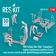   ResKit Models PBY-5/5A/ OA-10A Catalina Engine maintenance platform (2 pcs) with service crew (5 pcs) for Revell/Monogram/Hasegawa kit (3D Printed) 1:48 (RSF48-0162)
