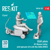   ResKit Models USAF pilots (2 pcs) & M1 Weaver trolley with hydraulic lift & AN-M64 500lb (WW2) (3D Printed) 1:48 (RSF48-0185)