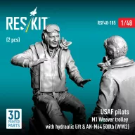   ResKit Models USAF pilots (2 pcs) & M1 Weaver trolley with hydraulic lift & AN-M64 500lb (WW2) (3D Printed) 1:48 (RSF48-0185)
