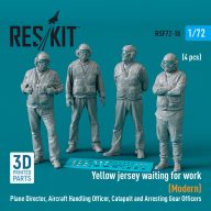   ResKit Models Yellow jersey waiting for work (Modern) Plane Director, Aircraft Handling Officer, Catapult and Arresting Gear Officers (4 pcs) (3D Printed) 1:72 (RSF72-0018)