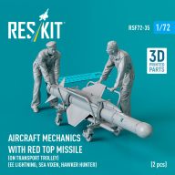   ResKit Models Aircraft mechanics with Red Top missile (on transport trolley) (EE Lightning, Sea Vixen, Hawker Hunter) (2 pcs) (3D Printed) 1:72 (RSF72-0035)