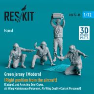   ResKit Models Green jersey (Modern) (Right position from the aircraft) Catapult and Arresting Gear Crews, Air Wing Maintenance Personnel, Air Wing Quality Control Personnel (4 pcs) (3D Printed) 1:72 (RSF72-0036)