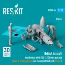 ResKit Models British Aircraft mechanics with SUU-23 20mm gun pod (open & close gun bay) on transport trolley (scene 1) (3 pcs) (3D Printed) 1:72 (RSF72-0050)