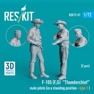   ResKit Models F-105 (F, G) Thunderchief male pilots (in a standing position - type 1 ) (2 pcs) (3D Printed) 1:72 (RSF72-0057)
