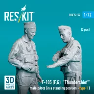   ResKit Models F-105 (F, G) Thunderchief male pilots (in a standing position - type 1 ) (2 pcs) (3D Printed) 1:72 (RSF72-0057)