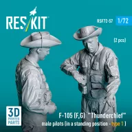   ResKit Models F-105 (F, G) Thunderchief male pilots (in a standing position - type 1 ) (2 pcs) (3D Printed) 1:72 (RSF72-0057)