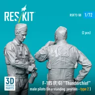   ResKit Models F-105 (F, G) Thunderchief male pilots (in a standing position - type 2 ) (2 pcs) (3D Printed) 1:72 (RSF72-0058)