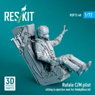   ResKit Models Rafale C/M pilot sitting in ejection seat for HobbyBoss kit (1 pcs) (3D Printed) 1:72 (RSF72-0060)