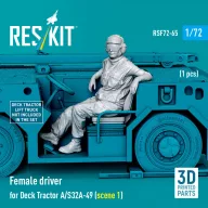   ResKit Models Female driver for Deck Tractor A/S32A-49 (scene 1) (1 pcs) (3D Printed) 1:72 (RSF72-0065)