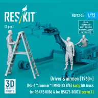   ResKit Models Driver & airmen (1960+) (3 pcs) (MJ-4 Jammer (MHU-83 B/E) Early lift truck for RSK72-0006 & for RSK72-0007) (scene 1) (3D Printed) 1:72 (RSF72-0074)