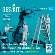   ResKit Models Driver & airmen (1960+) (3 pcs) (MJ-4 Jammer (MHU-83 B/E) Early lift truck for RSK72-0006 & for RSK72-0007) (scene 1) (3D Printed) 1:72 (RSF72-0074)