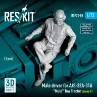   ResKit Models Male driver for A/S-32A-31A Mule Tow Tractor (scene 1) (1 pcs) (3D Printed) 1:72 (RSF72-0085)