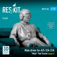   ResKit Models Male driver for A/S-32A-31A Mule Tow Tractor (scene 1) (1 pcs) (3D Printed) 1:72 (RSF72-0085)