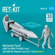   ResKit Models Red jersey (2 pcs) AERO 21A (MHU-191A/M) (1 pcs) with AIM-54A Phoenix (1 pcs) for F-14A,B (scene 1) (3D Printed) 1:72 (RSF72-0094)