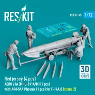   ResKit Models Red jersey (4 pcs) AERO 21A (MHU-191A/M) (1 pcs) with AIM-54A Phoenix (1 pcs) for F-14A,B (scene 2) (3D Printed) 1:72 (RSF72-0095)