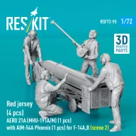   ResKit Models Red jersey (4 pcs) AERO 21A (MHU-191A/M) (1 pcs) with AIM-54A Phoenix (1 pcs) for F-14A,B (scene 2) (3D Printed) 1:72 (RSF72-0095)