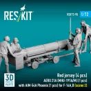 ResKit Models Red jersey (4 pcs) AERO 21A (MHU-191A/M) (1 pcs) with AIM-54A Phoenix (1 pcs) for F-14A,B (scene 2) (3D Printed) 1:72 (RSF72-0095)