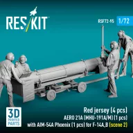   ResKit Models Red jersey (4 pcs) AERO 21A (MHU-191A/M) (1 pcs) with AIM-54A Phoenix (1 pcs) for F-14A,B (scene 2) (3D Printed) 1:72 (RSF72-0095)
