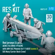   ResKit Models Red jerseys (4 pcs), AERO 21A (MHU-191A/M) with AIM-54C Phoenix for F-14B/D (scene 2) (US Navy Carrier Deck Crew) (3D Printed) 1:72 (RSF72-0097)