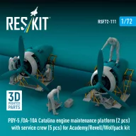   ResKit Models PBY-5 /OA-10A Catalina engine maintenance platform (2 pcs) with service crew (5 pcs) for Academy/Revell/Wolfpack kit (3D Printed) 1:72 (RSF72-0111)