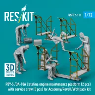   ResKit Models PBY-5 /OA-10A Catalina engine maintenance platform (2 pcs) with service crew (5 pcs) for Academy/Revell/Wolfpack kit (3D Printed) 1:72 (RSF72-0111)