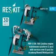   ResKit Models PBY-5 /OA-10A Catalina engine maintenance platform (2 pcs) with service crew (5 pcs) for Academy/Revell/Wolfpack kit (3D Printed) 1:72 (RSF72-0111)