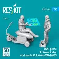   ResKit Models USAF pilots (2pcs) & M1 Weaver Hydraulic bomb lift & AN-M64 500lb (WW2) (3D Printed) 1:72 (RSF72-0136)