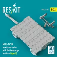   ResKit Models MHU-141M munitions trailer with flat bed/cargo platform (type 2) (3D Printed model kit) 1:32 (RSK32-0034)