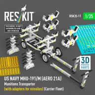   ResKit Models US NAVY MHU-191/M (AERO 21A) Munitions Transporter (with adapters for missiles) (Carrier Fleet) (3D Printed model kit) 1:35 (RSK35-0011)