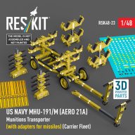   ResKit Models US NAVY MHU-191/M (AERO 21A) Munitions Transporter (with adapters for missiles) (Carrier Fleet) (3D Printed model kit) 1:48 (RSK48-0023)