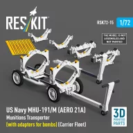   ResKit Models US NAVY MHU-191/M (AERO 21A) Munitions Transporter (with adapters for bombs) (Carrier Fleet, C-130) (3D Printed model kit) 1:72 (RSK72-0015)