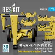   ResKit Models US NAVY MHU-191/M (AERO 21A) Munitions Transporter (with adapters for missiles) (Carrier Fleet, C-130) (3D Printed model kit) 1:72 (RSK72-0020)