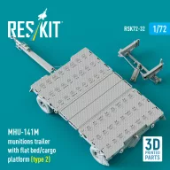   ResKit Models MHU-141M munitions trailer with flat bed/cargo platform (type 2) (3D Printed model kit) 1:72 (RSK72-0032)