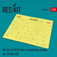   ResKit Models Mi-24 (V,VP,P) Pre-cut painting masks for Zvezda kit 1:48 (RSM48-0001)