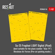   ResKit Models Su-25 Frogfoot LIGHT Digital (Pixel) (best suitable for the plane number “blue 19”) Ukrainian Air Forces (Pre-cut painting masks ) 1:48 (RSM48-0034)